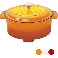 [山善]グリル鍋 800W 容量2.8L (直径23 深さ6.8cm) 「Casserolle(キャセロール)」 YGC-800-E(D) オレンジ [メーカー保証1年]