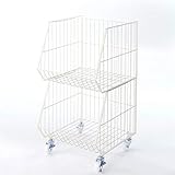 [ベルメゾン] キャスター 付き スタッキング バスケット ホワイト タイプ：Ａ（２段）