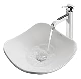 Kraus C-KCV-135-1007CH White Tulip Ceramic Sink and Ramus Faucet Chrome by Kraus