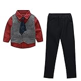 AmazingDeal 男の子 子供 長袖 フォーマル チョッキ+シャツ＋パンツ 無地 冬服 男の子 結婚式 発表会 入学式 卒業式 春秋 ジェントルマン レジャー 可愛い (120（４-５歳）)