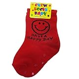 HAVE A HAPPY DAY[新生児足首靴下]ベビークルーソックス/レッド