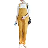 Linyuan ファッション Women Pregnant Maternity マタニティウェア・授乳服 Soft Casual Pants Suspender Bib Trouser+White T
