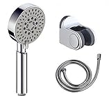 シャワー ヘッド ( 節水 ・ 節約 ミスト マッサージ 付き )　多機能 タイプ (シルバーグレー＋ステンレスホース＋取付フック)