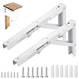 COCIVIVRE 折りたたみブラケット 棚受け金具 L字型 ブラケット l字金具 棚受け 耐荷重100kg 壁掛け 2本セット ネジ付き (白、30cm)