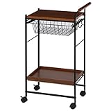 不二貿易 キッチンワゴン 突板天板 幅32×奥行46cm キャスター付き ブラウン ブラック 12526