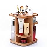 (Newox) コスメボックス 化粧品収納 コスメ収納ボックス 収納ボックス メイクボックス 360度回転式 木製 (母の日・誕生日・バレンタインプレゼント) (黄色)