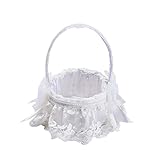 【Cheng-store】創造的な手織りのレースの花の女の子のバスケットヨーロッパの結婚式の花嫁の花のバスケットの花のバスケット