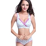 （ワボーズ） Waboats 妊婦 産前 産後 授乳用 マタニティブラジャー やわらか ショーツ 2点セット ブルードット セット L