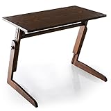 テーブル 6段階 昇降テーブル 角度調整 高さ調節 伸縮 サイドテーブル デスク 天然木 突板 介護 コンパクト ブラウン