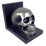 Human Skull Bookend Antique Silver Look [並行輸入品]