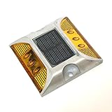 ソーラー 充電 式 自動 点滅 鋲 路肩 鋲 道路 鋲 ６ LED 付き 視線誘導 標 アルミ合金【 耐重量 ３０トン 】【 省エネ 】【 耐久性 】【 低温性能 】 (イエロー)