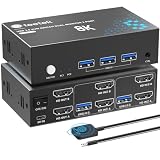 8K HDMI KVM スイッチ 2 台のコンピューターで 2 台のモニターを共有 キーボードとマウス、8K@60HZ/4K@120HZ USB3.0 2 入力 2 出力 pc切替器 EDID 付き