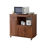 ワイエムワールド(YMWORLD)  キッチン カウンター レンジ台 キッチン収納 幅90cm コンセント付き ウォールナット HN-0407-07