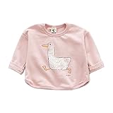 TimeCrash 鴨柄Tシャツ 動物 面白 長袖 パジャマ 春夏 ベビー 子供服 ピンク 95cm