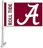 NCAAアラバマCrimson Tide Car FlagスクリプトAロゴwith Free壁Brackett