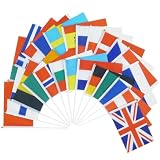国旗 旗 手旗 万国旗 ヨーロッパ主要25ヵ国セット 14㎝×21㎝ ポール長30㎝ フラッグ 応援グッズ 運動会 装飾 (14㎝×21㎝)