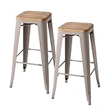 タンスのゲン カウンターチェア 2脚セット ベージュ 完成品 スタッキング可能 ブルックリンスタイル アイアン 天然木 47600002 BE