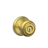 Schlage F51A GEO 608 Georgian Knob Keyed Entry, Satin Brass by Schlage Lock Company