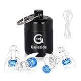 耳栓 ライブ 防音 Quietide 聴覚保護耳栓 独自開発 ２ペアフィルター付き 遮音値23dB イヤープラグ コンサート クラブ 花火大会 射撃 工事現場 飛行機 繰り返し使用可能 紐付き 携帯ケ