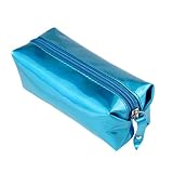 (Blue) - Makalon Simple Fashion Hologram Pencil Case Pen Holder Makeup Boxes Zipper Comestic Storage