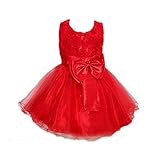 Lovoski 女の子　キュート　花　蝶結び　ベルト付き　プリンセスドレス　ドレス　花嫁介添人　全6色6サイズ - 赤, 130