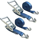 HELIX ラッシングベルト 2本セット ラチェット式 ベルト幅 50mm 固定側 1m 巻側 7m 破断荷重3000kg フック Jタイプ 3T 荷締め 日本語説明書付き