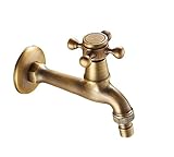 [Gold Central] アンティーク 水道 蛇口 十字 取手 レトロ 銅製 水栓 ブロンズ DIY ガーデニング (A　ロングタイプ)