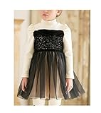 WIN　キッズワンピース フォーマル女児 キッズ 服 子供 長袖 女の子 ガールズ ワンピース 韓国スタイル 結婚式 発表会 入園式 入学式 卒園式 卒業式 七五三 パーティー (140cm, ブラッ