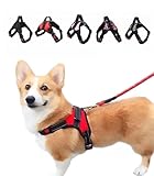 犬 ハーネス かわいい おしゃれ 胴輪 散歩 小型犬 中型犬 大型犬 猫 首輪 ソフト ナイロン製 夜間反射 PetGround (S, レッド)