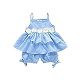 ベイビー服 女の子 Pojourノースリーブトップス Ｔシャツ+パンツ ガールズかわいい花 子供ギフト 綿 通気 90cm ブルー