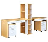 学習デスク twin desk（ツインデスク） (B:引出し金属製スライドレール, ナチュラル／ホワイト)