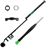 TPhaelay ホワイトホームボタン交換品iPad 10.2" 2019 iPad 7 7世代 (A2197 A2198 A2200)2020 iPad 8 8世代(A2270 A2428 A2429 A2430)のみに適すフレックスリボンケーブルコネクタとドライバー (ローズゴールドリング)