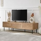 LOWYA ロウヤ テレビ台 テレビボード ローボード テレビラック 扉付き リビング 収納付き 大容量 ロータイプ ラタン調 ナチュラル/ブラック 幅140cm