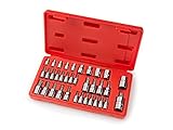 TEKTON 1354 35-Piece Star Bit Socket and E Socket Set for 1/4-Inch, 3/8-Inch and 1/2-Inch Drive Ratc
