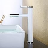 AZOS 浴室用水栓 シングルレバー混合栓 任意の角度回転可能 台付 ホワイト 高さ300mm CLMP020BZ