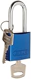 Brady Aluminum Lockout/Tagout Padlock, Keyed Alike, 1-3/5 Body Length, 1-1/2 Shackle Clearance, Blue