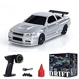 wheelfun 1/43 RC フルスケール すぐに走れる レース車両 リモートコントロール ドリフトカー 4WD ミニライトシステム 高速 四輪駆動 フルプロポーショナル RC 電動レーシングカーモデル(シルバー)