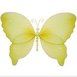 Hangingバタフライイエロークリスタルメッシュナイロン蝶装飾赤ちゃん保育園寝室装飾、子供ガールズ部屋天井壁装飾、ウェディング、誕生日パーティー、ベビーシャワー、バスルーム、子ホーム3dアートDIY