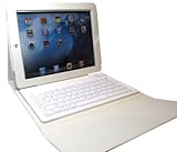 【HAIKAU】 新しいiPad iPad2用 無線式 キーボード内蔵ソフトレザーケース【英語キーボード】 ホワイト Bluetooth keyboard for ipad2 日本語操作説明書付き White
