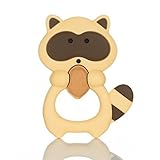 Adorable Rascally Raccoon Teether Provides Soothing Relief for Sore & Achy Gums. 100% Food Grade Sil