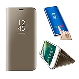 Xiaomi Mi 6電話ケースメタル、Xiaomi Mi 6ケーススタンド、SevenPandaフリップミラー高級透明ケースカバー電話ポーチスマートスリープ/ウェイク機能超薄型キラキラクリスタルライ