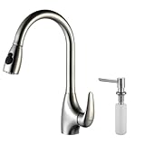 Kraus KPF-2170-SD20 Single Lever Stainless Steel Pull Out Kitchen Faucet and Soap Dispenser by Kraus