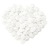 funpa 50pcs人工泡ローズフラワーシミュレーション花のロッドFake発泡花ウェディングパーティー用 One Size ホワイト 4XW33TRKF1147HS