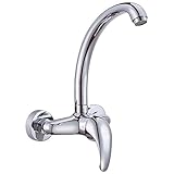 KES L6300 ソリッドブラス シングルレバー キッチン シンク 水栓 壁掛け 2ホール設置、クロムめっき 並行輸入品