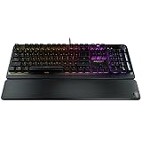 ROCCAT ゲーミングキーボード Pyro US 英語配列 有線 ブラック/黒 メカニカル リニア TTC フルサイズ RGB ボリュームダイヤル アームレスト Windows 7以降 【国内正規品】