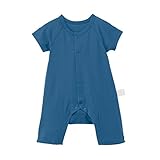 フライス半袖カエルロンパース ブルー サイズ：７０
