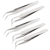 Picking Precision Stainless Steel Curved Tweezer Nipper Tool 5pcs
