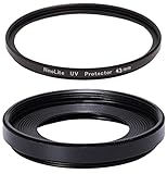 NinoLite 2点セット：EW-43 レンズフード & UVフィルター43mm のセット、EF-M22mm F2 STM カメラレンズ対応