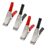 uxcell ワニロクリップ　ワニクランプ　メタル　ソフトプラスチック　ブラック　レッド　シルバートーン　15mm　37g　6個