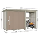 タクボ物置　TP／ストックマンプラスアルファ　TP-SZ3715　多雪型　結露減少屋根　『駐輪スペース付 屋外用 物置 自転車収納 におすすめ』 カーボンブラウン